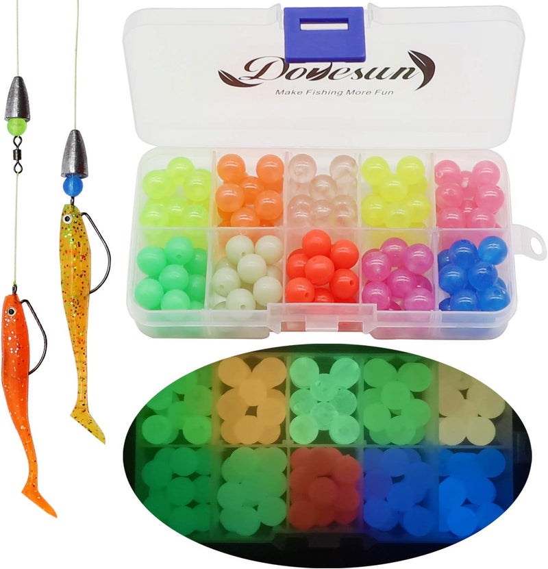 Dovesun Fishing Beads Fishing Line Beads Glow in Dark Fishing Beads for Saltwater 1035pcs/600pcs/250pcs/120pcs Colorful Beads for Fishing Rigs Fishing Bait Eggs - Image 1